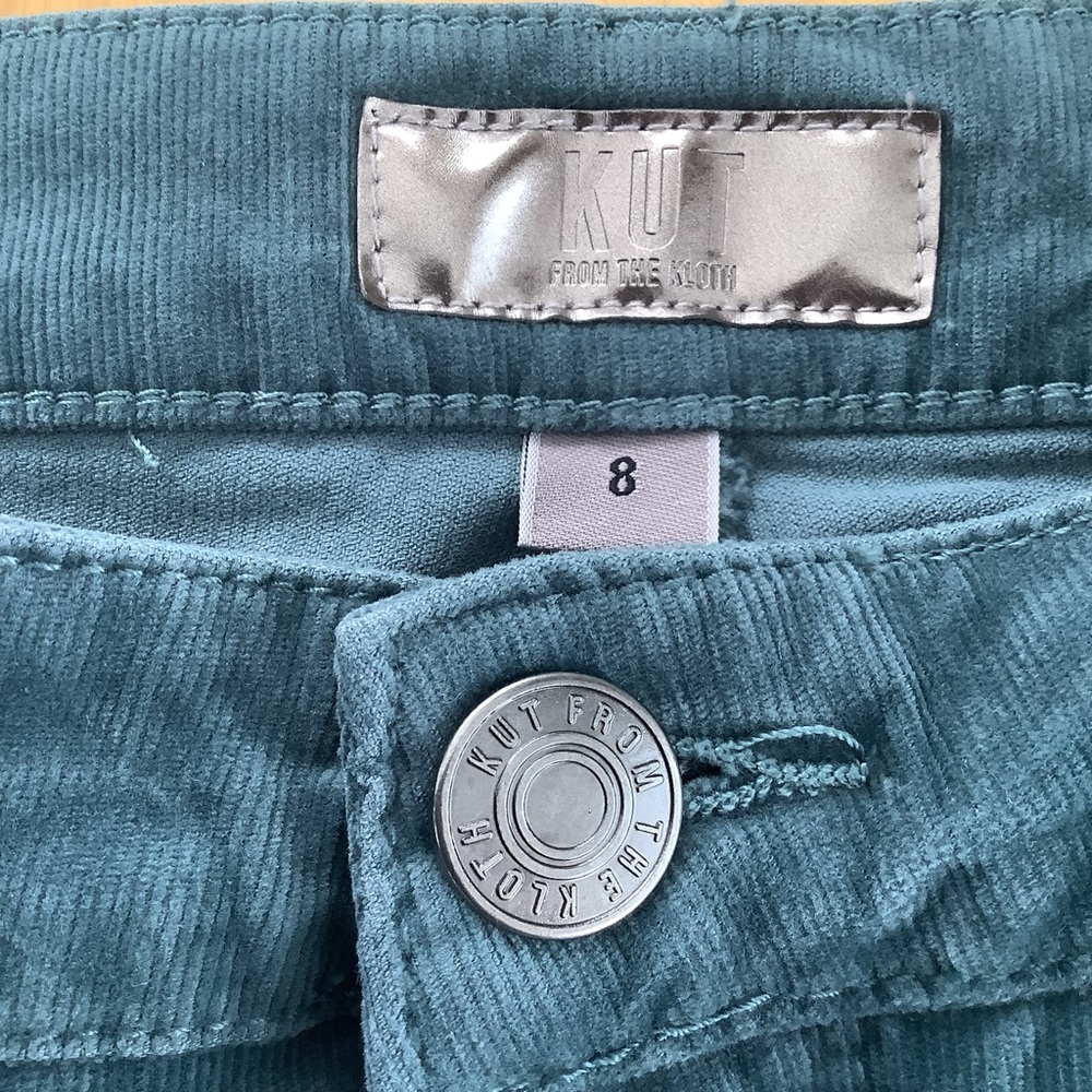 Kut From The Kloth High Rise Ana Fab Ab Flare Teal Corduroy Pants - Picture 13 of 13